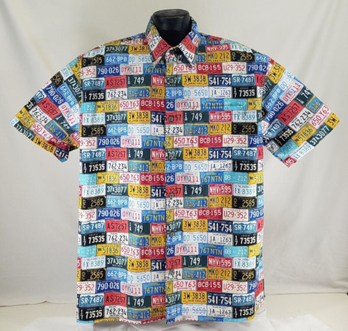 License Plate Hawaiian shirt- Made in USA- 100% Cotton